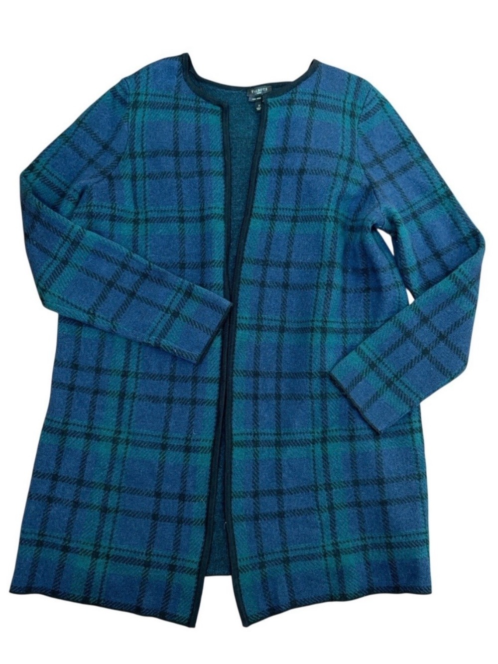 Talbots Merino Black Watch Cardigan